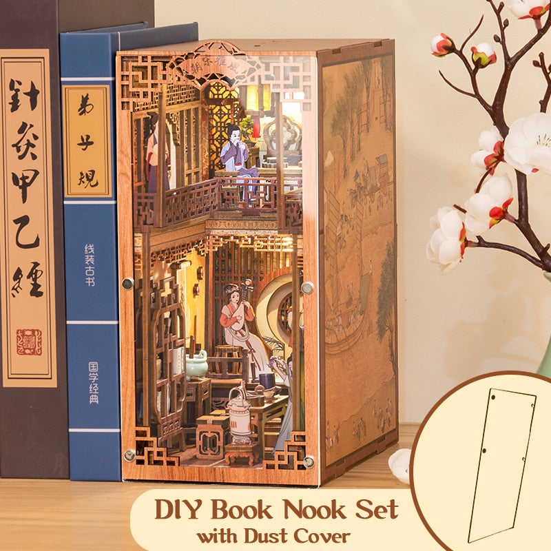 CUTEBEE Mothers Day Gifts DIY Butterfly House Book Nook Kit Dollhouse with Light Eternal Bookstore Bookshelf Insert 3D Bookend