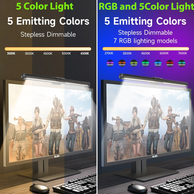 Desk Lamps: RGB LED Monitor Lights Bar with Stepless Dimmable Feature - Screen Hanging Light for Computer Screen Backlight in Home Office Study