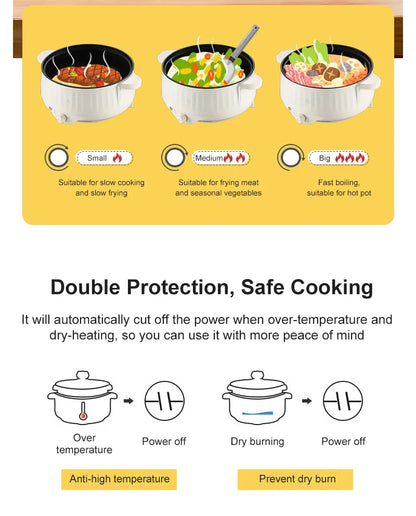 Electric MultiCooker Rice Cooker Multifunctional Frying Flat Pan Non-stick Cookware Multi Hotpot Soup Cooking Kitchen Appliances