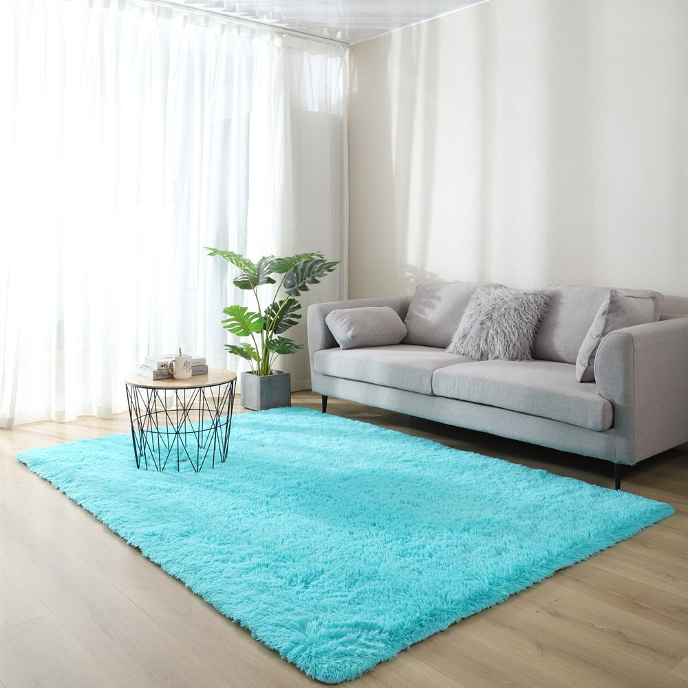 Plush Carpet for Living Room and Bedroom - Soft, Fluffy, and Anti-Slip Floor Rug - Elegant Lounge Decor and Solid Design