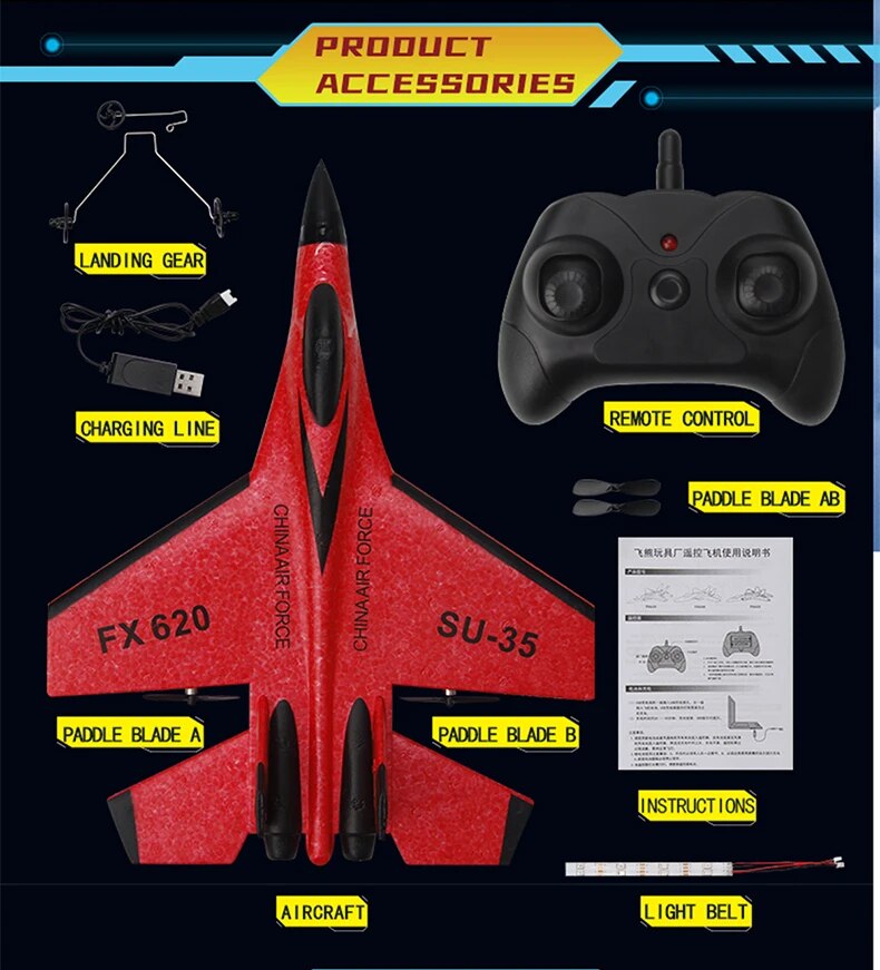 RC SU-35 Fighter Plane: High-Flying 2.4G Radio Control Glider for Kids - Remote Control Foam Aircraft for Adventurous Play