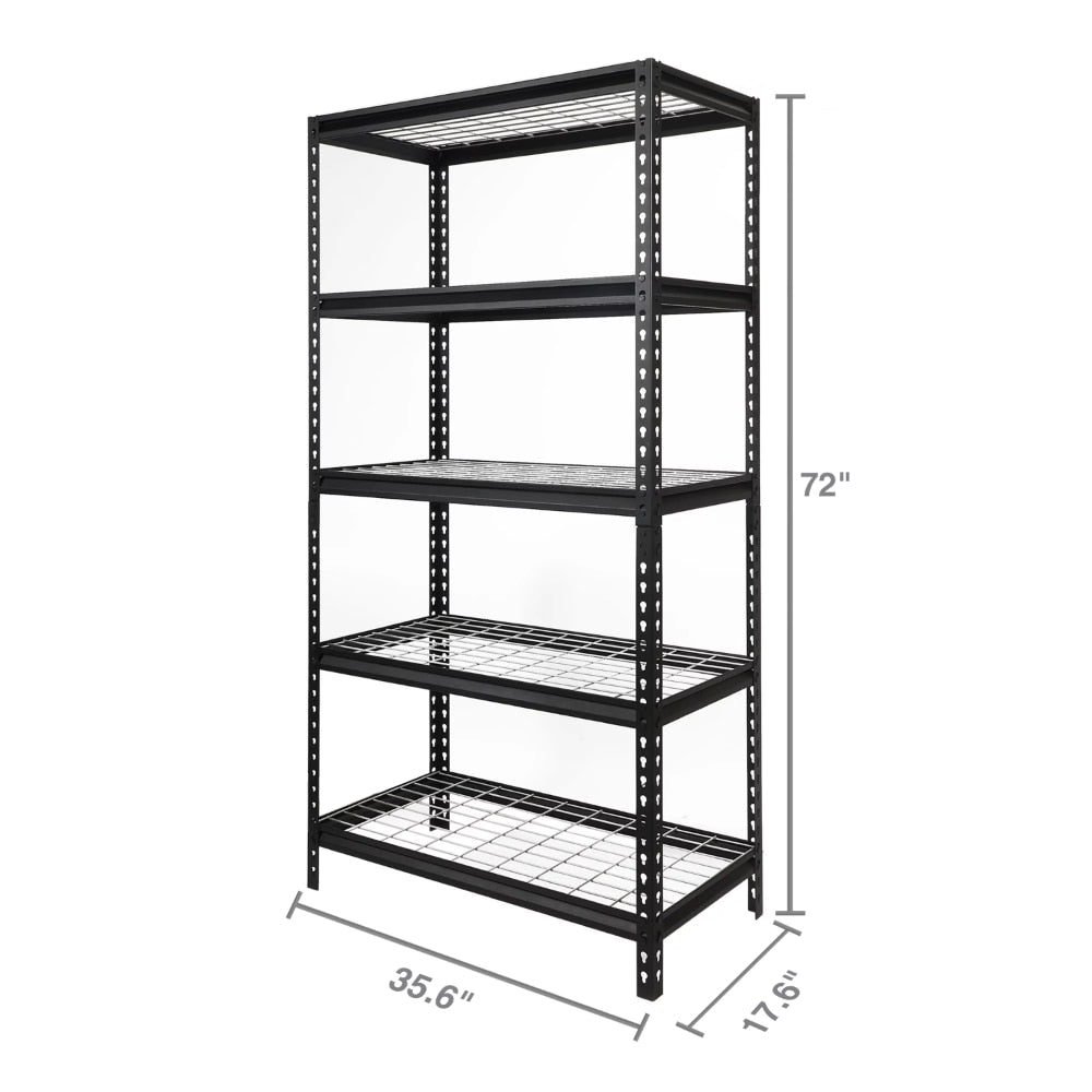 36" W x 18" D x 72" H 5-Shelf Freestanding Shelves, Storage Rack, Black