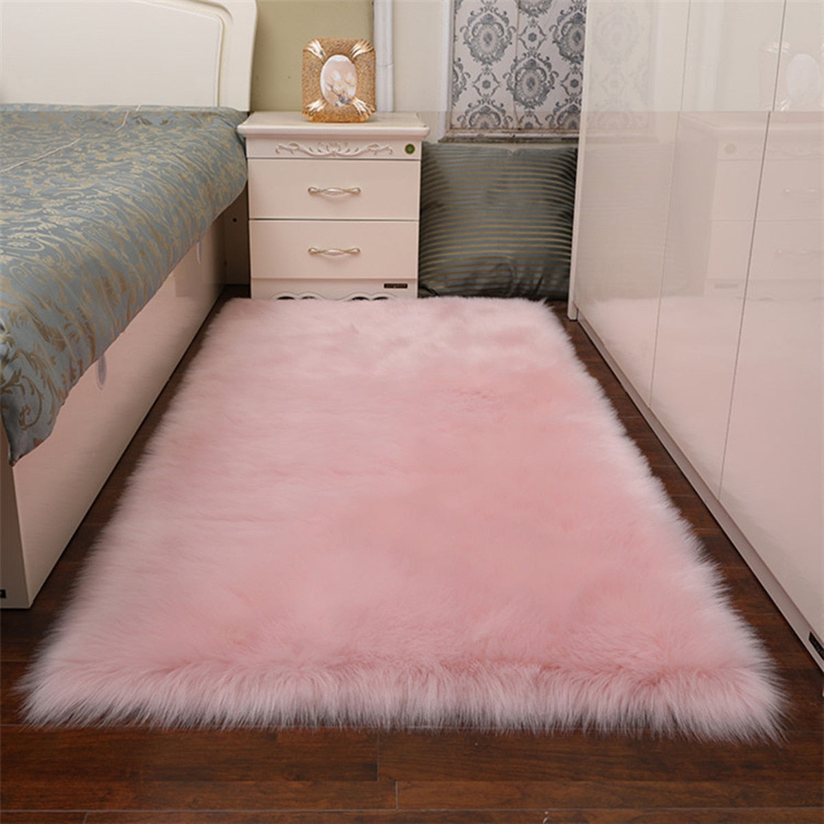 150x60cm Faux Soft Artificial Wool Fur Area Rugs Wool Shaggy Carpet Floor Mat Plush Sofa Cover Seat Pad for Living Room Bedroom