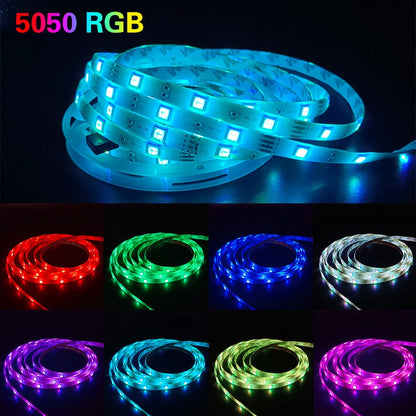 Wi-Fi 5050 RGB LED Light Strips with Bluetooth | Flexible 30LEDs/M RGB Strip Lamp | DC 12V Backlight Tape Mural for TV Home Decoration