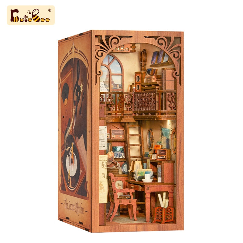 CUTEBEE Mothers Day Gifts DIY Butterfly House Book Nook Kit Dollhouse with Light Eternal Bookstore Bookshelf Insert 3D Bookend