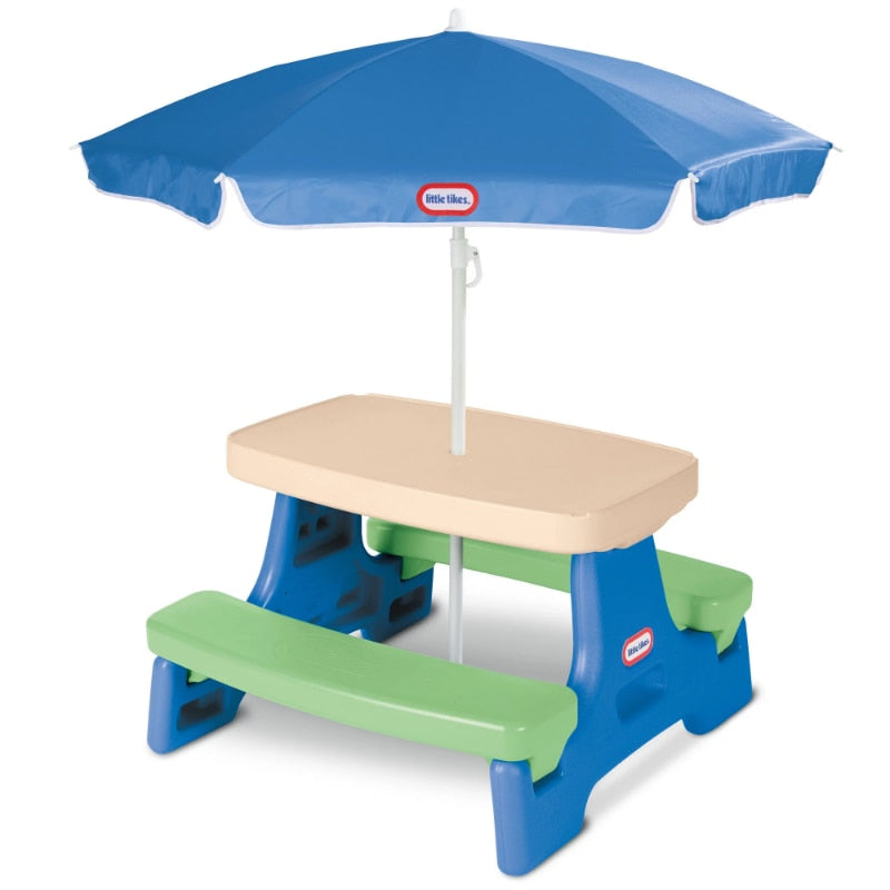 Little Tikes Outdoor Kids Picnic Table Removable Portable Play Table with Umbrella