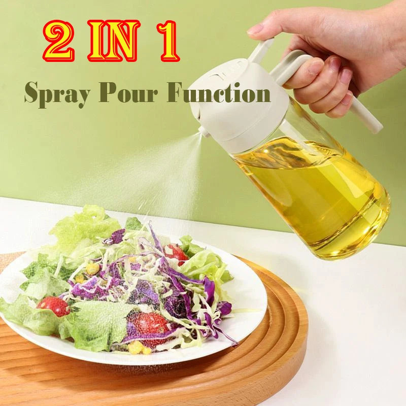 2in1 Kitchen Spray Oil Dispenser 500ml Oil  Sprayer Polisher for Air Fryer Salad Grilling Roasting Cooking Kitchen Acceesories