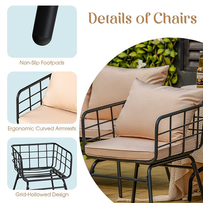 4 Pieces Patio Furniture Set Cushioned Sofa Loveseat Armrest Table for Garden Garden Table and Chair Coffee Tables and Chair Set