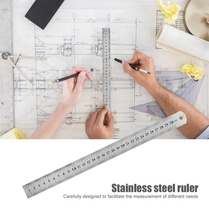Double Side Stainless Steel Straight Ruler Metric Rule Precision Measuring Tool 15/20/30/40/50cm School Office Drawing Supplies