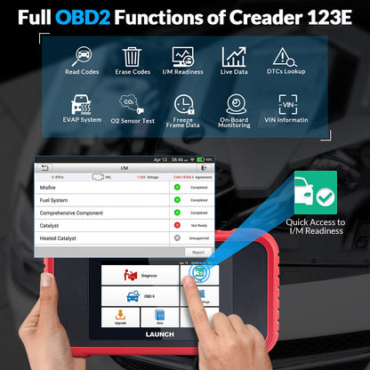 LAUNCH X431 CRP123E Car OBD2 Diagnostic Tools Automotive OBD Scanner ABS SRS Airbag Engine AT SAS OIL Brake Reset Free Update