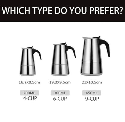 4/6/9 Cups Moka Pot Caffe Machine Espresso Cups Coffee Makers Latte Percolator Stove Top Moka Coffee Maker