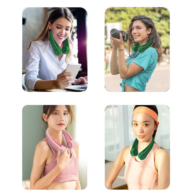 Mini Neck Fan Portable Hanging Neck Fan 1200mAh Bladeless Mute Fans Air Conditioning Cooler for Sports Fan