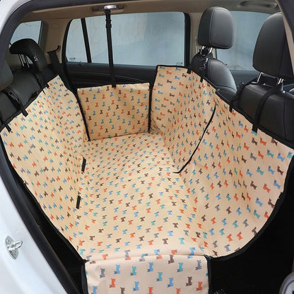 Dog Car Seat Cover: Waterproof Rear Back Pet Carriers, Hammock Protector with Safety Belt