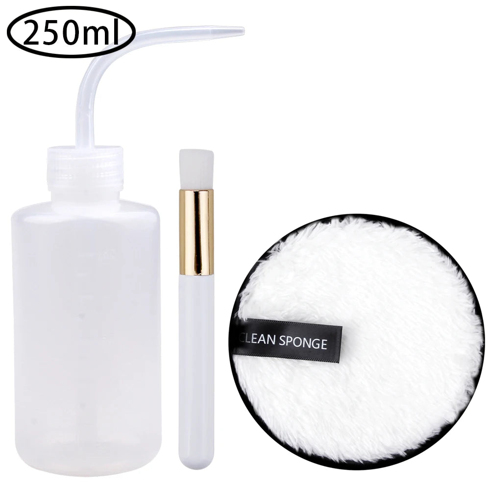 Eyelash Removal Cleaning Kit Eye Lash Clean Brush Washing Bottle Eyebrow Applicator Reusable Microfiber Face Make-up Disc Tools