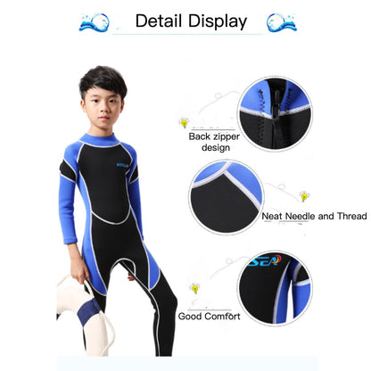 Children's Long Sleeve Neoprene Wetsuits - 2.5MM - Ideal Swimwear, Diving Suits, Rash Guards, and Snorkel One Pieces for Boys and Girls Surfing