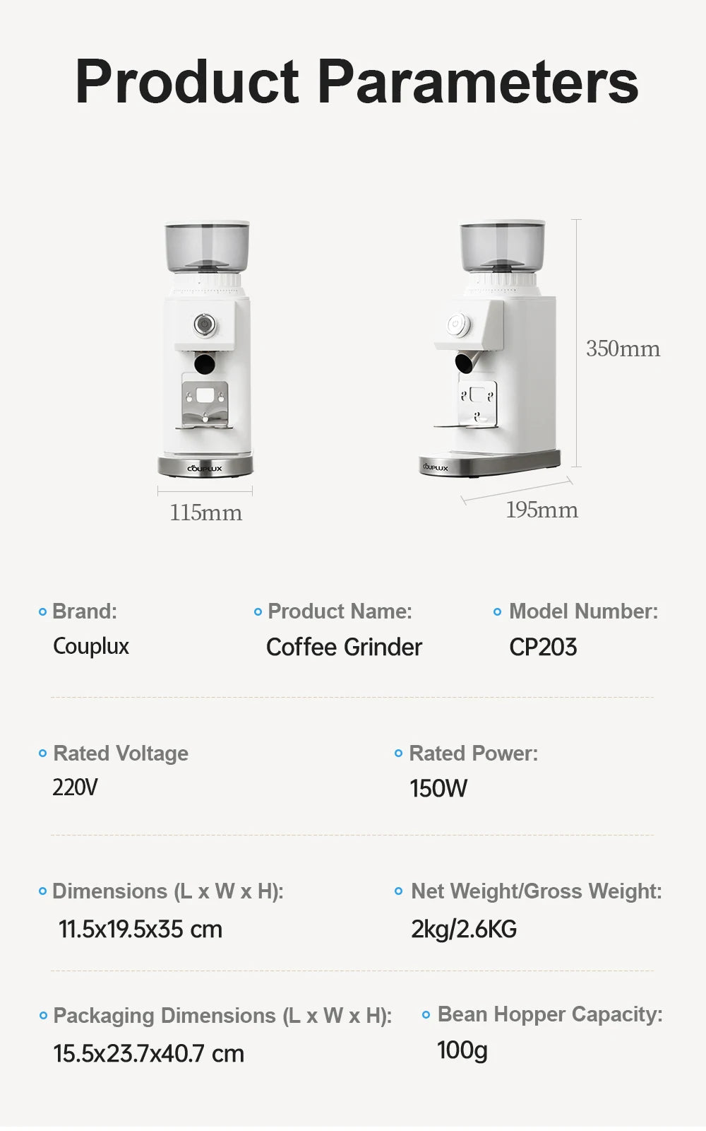 Petrus Coffee Grinder With Portafilter Hoder With 24 Precise Grind Settings Espresso Drip Percolator French Press