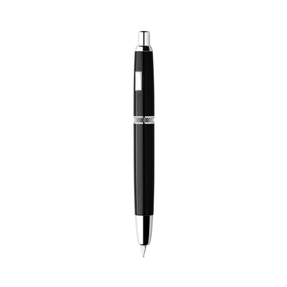 MAJOHN A1 Press Fountain Pen Retractable Extra Fine Nib 0.4mm Metal Ink Pen with no clip and Converter for Writing - Color Black