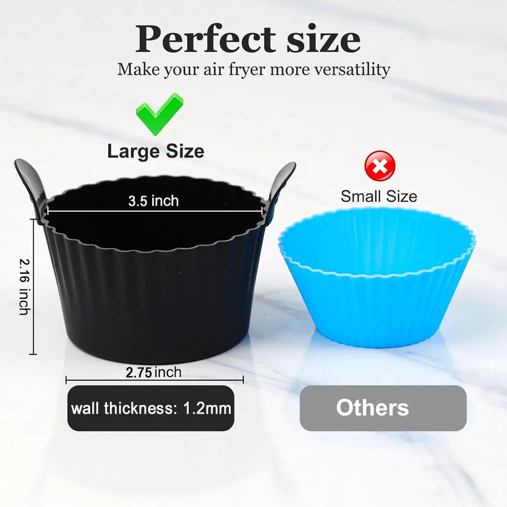 4Pcs Air Fryer Egg Poacher Food Grade Silicone Egg Poaching Cups Non-Stick Round Silicone Ramekins Reusable Silicone Baking Cups