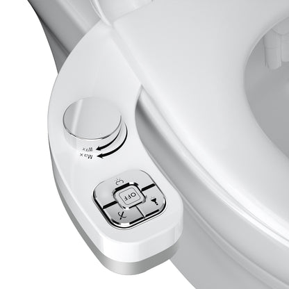 Hygienic Non-Electric Button Bidet - Dual Nozzle Fresh Water Toilet Seat Attachment with Self-Cleaning and Frontal/Rear Wash Functions