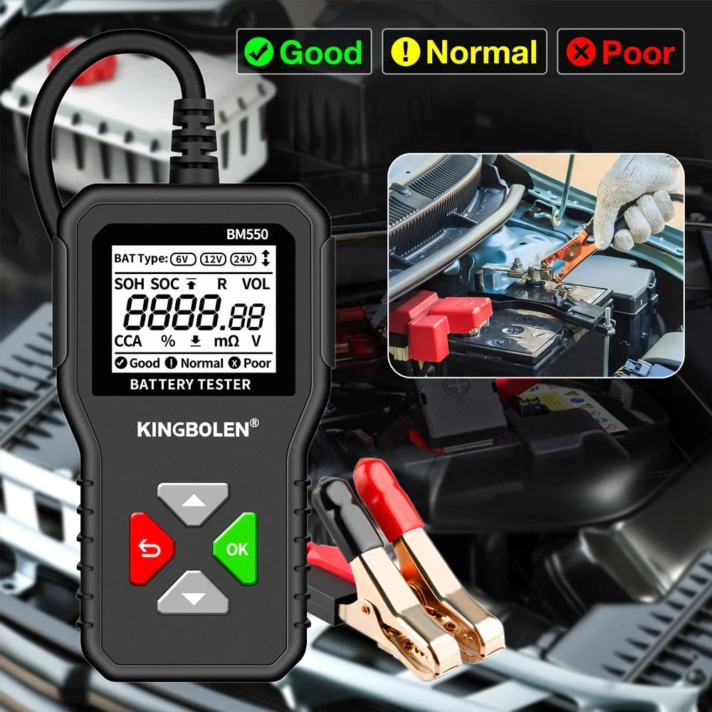 BM550 Car Battery Tester 6V 12V 24V 100 to 2000 CCA Battery Analyzer 12 Volts Battery Tools Battery System Detect PK KW208