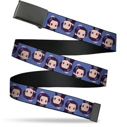 Web Belt Blank Black Buckle - The Apothecary Diaries Chibi Jinshi Flip Pose Blue Webbing