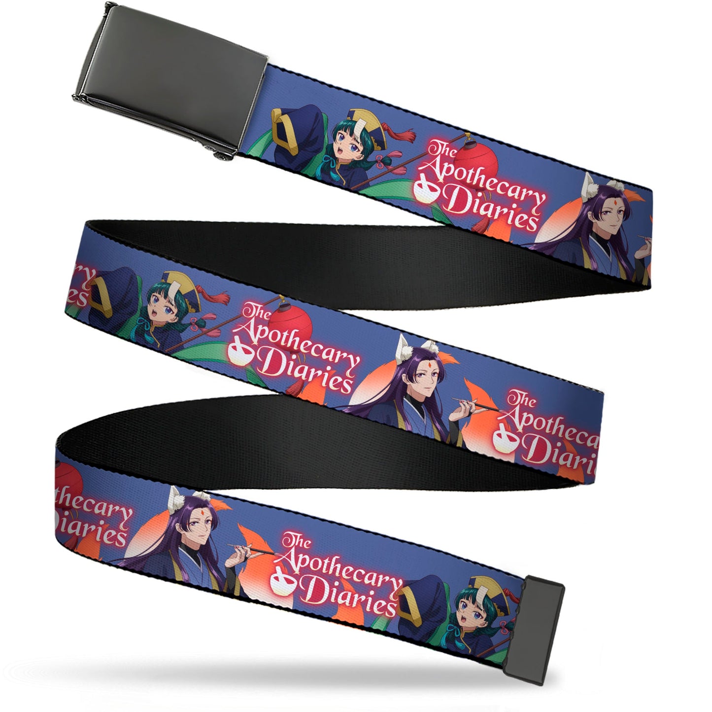 Web Belt Blank Black Buckle - THE APOTHECARY DIARIES Jinshi and Maomao Pose and Title Logo Purple Webbing
