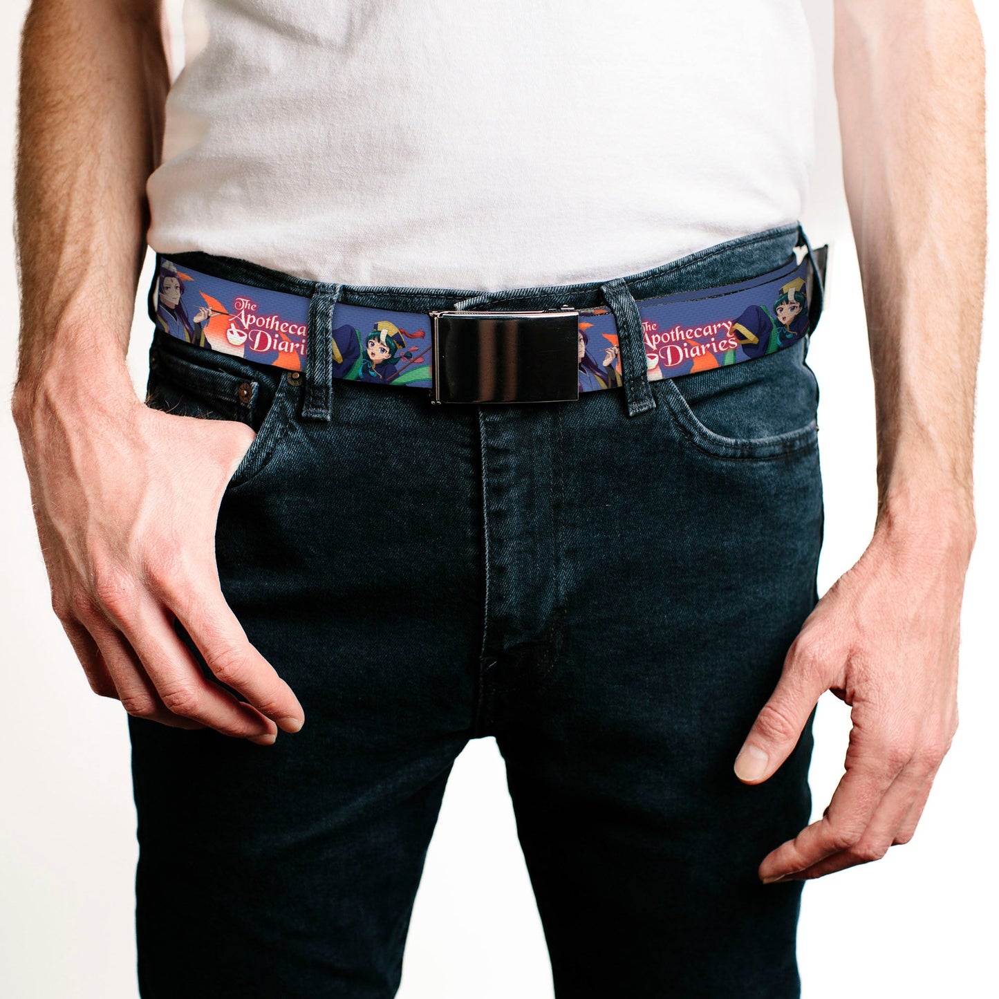 Web Belt Blank Black Buckle - THE APOTHECARY DIARIES Jinshi and Maomao Pose and Title Logo Purple Webbing