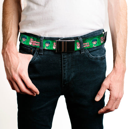 Web Belt Blank Black Buckle - THE APOTHECARY DIARIES Maomao Grinding Pose and Title Logo Greens Webbing