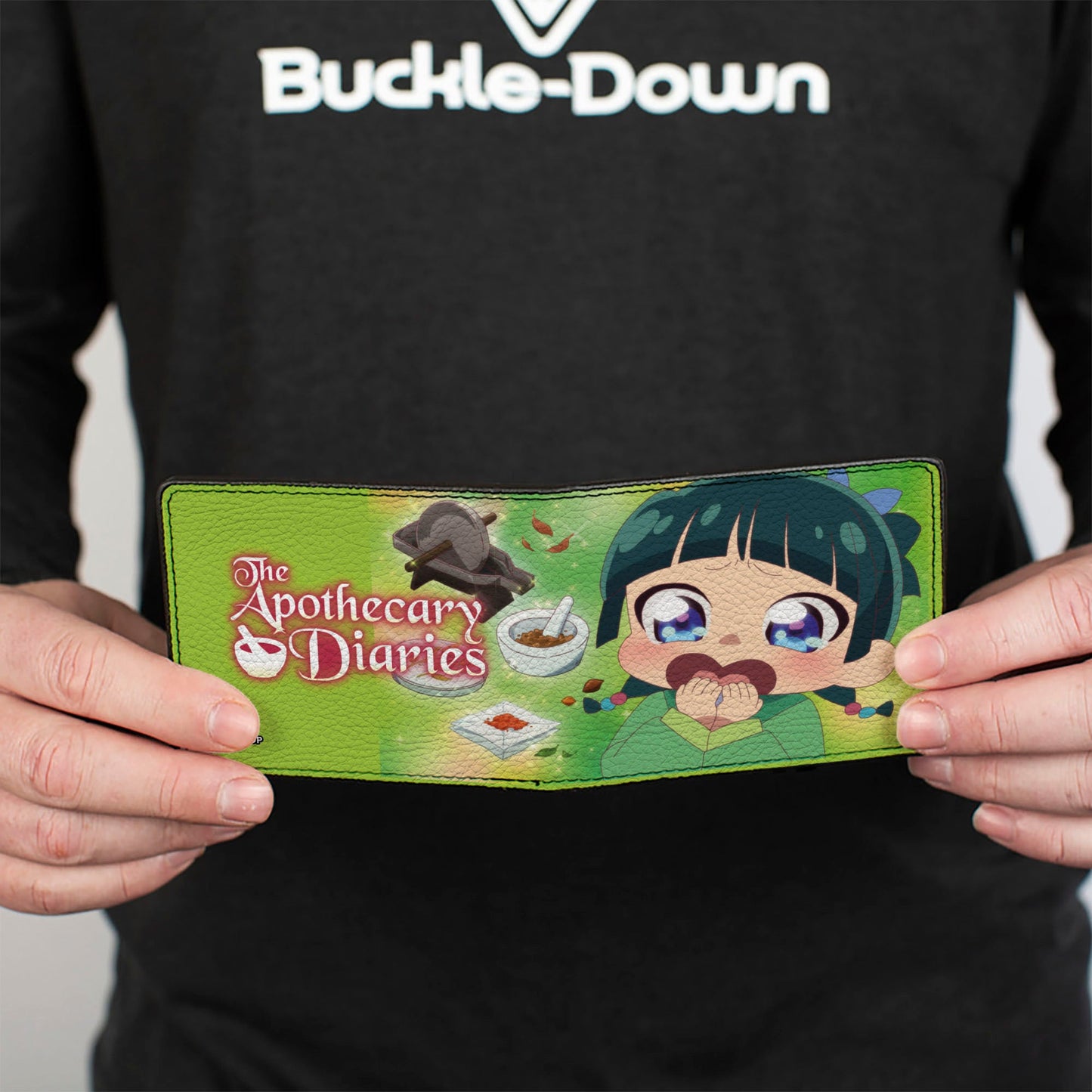 Bi-Fold Wallet - THE APOTHECARY DIARIES Chibi Maomao Pose and Title Logo Greens
