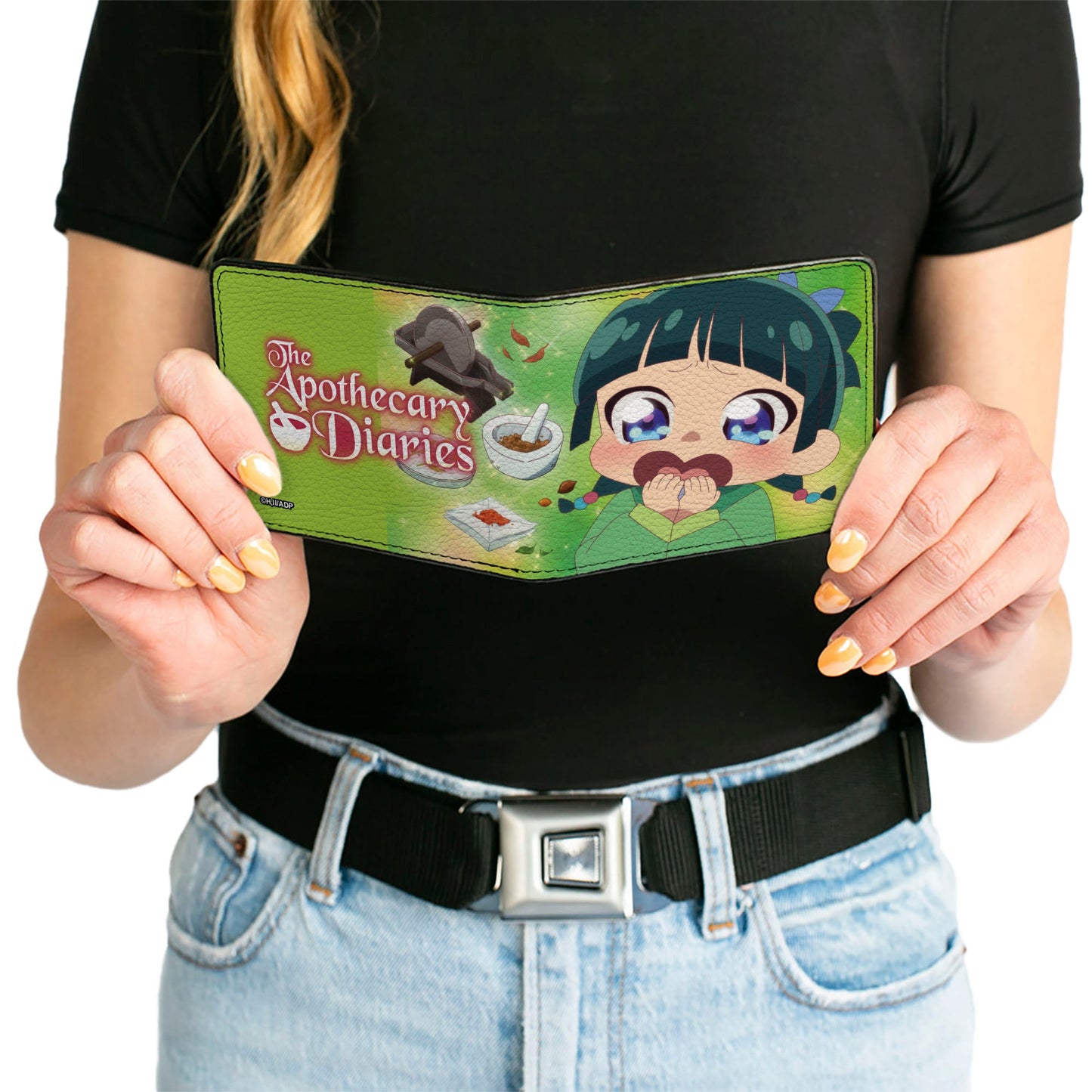 Bi-Fold Wallet - THE APOTHECARY DIARIES Chibi Maomao Pose and Title Logo Greens