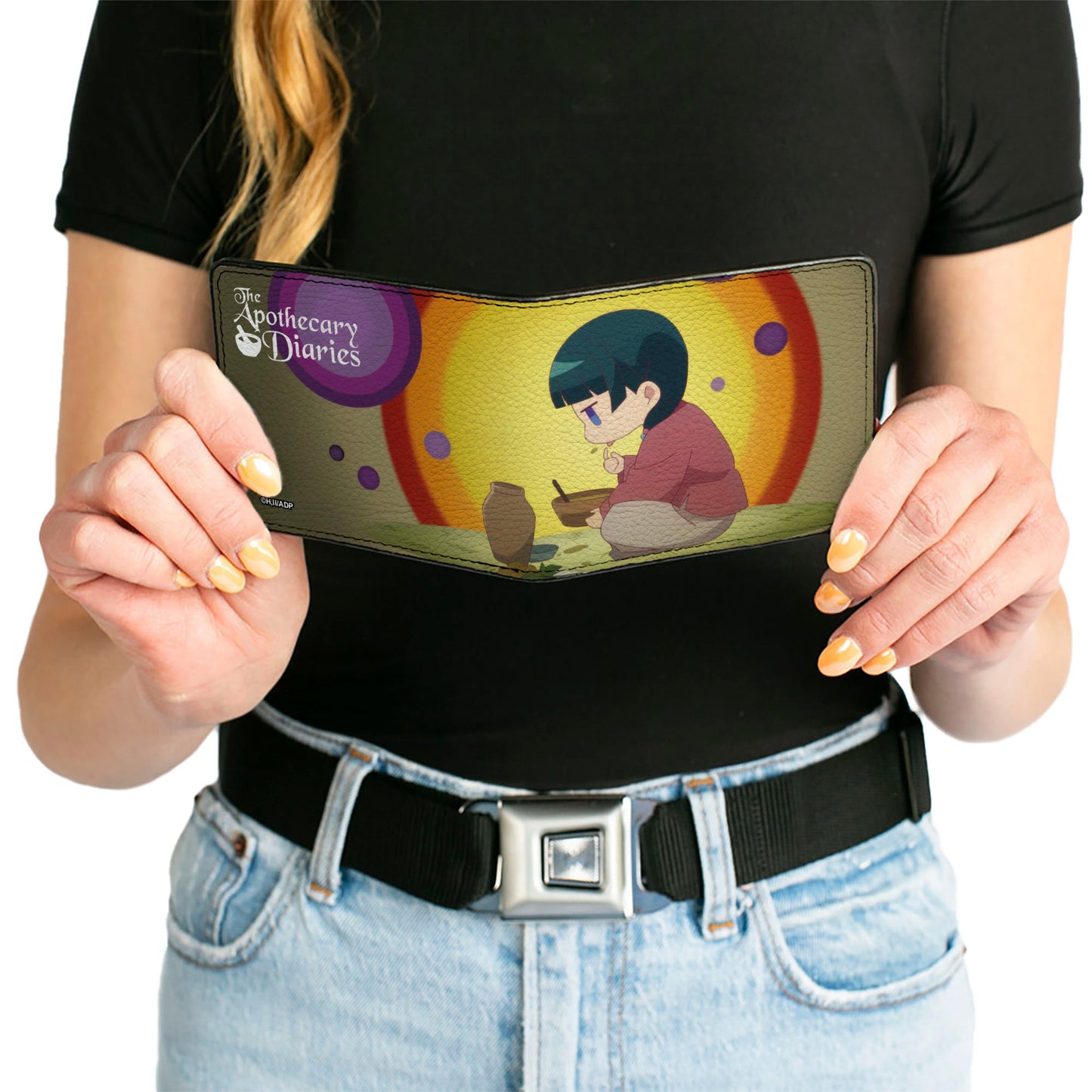 Bi-Fold Wallet - THE APOTHECARY DIARIES Maomao Eating Scene and Title Logo Yellows