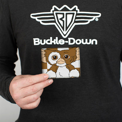 Bi-Fold Wallet - The Gremlins Gizmo Pose Checker Brown/White
