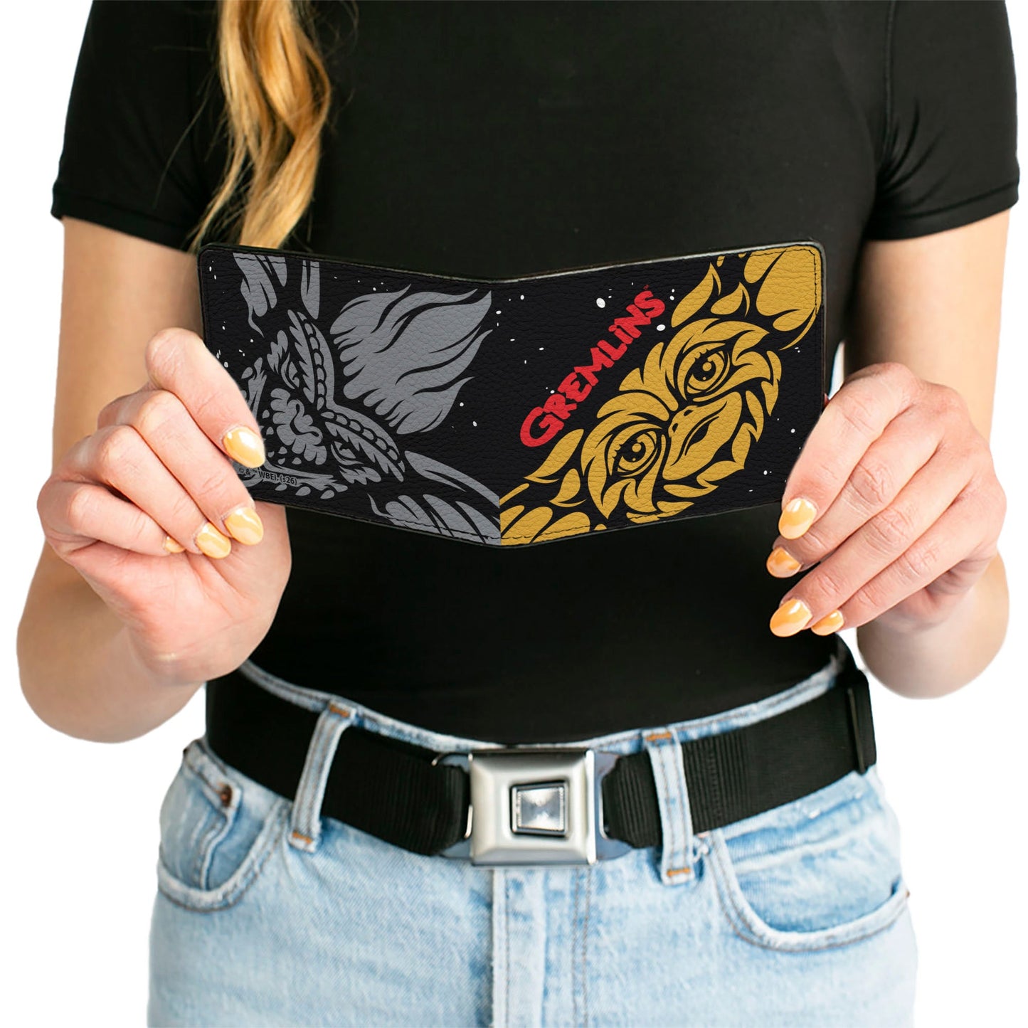 Bi-Fold Wallet - GREMLINS Gizmo and Stripe Faces Black/Red/Orange/Gray