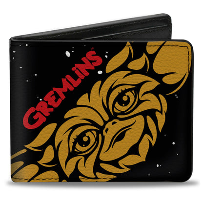 Bi-Fold Wallet - GREMLINS Gizmo and Stripe Faces Black/Red/Orange/Gray