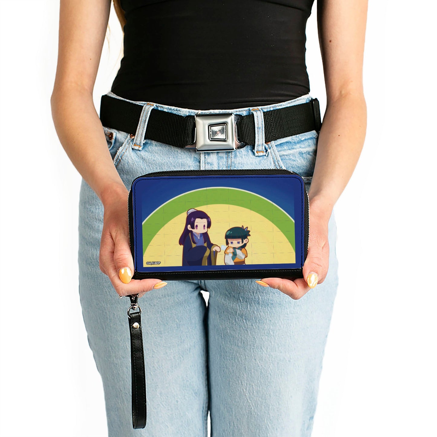 PU Zip Around Wallet Rectangle - The Apothecary Diaries Chibi Jinshi and Maomao Sunset Pose