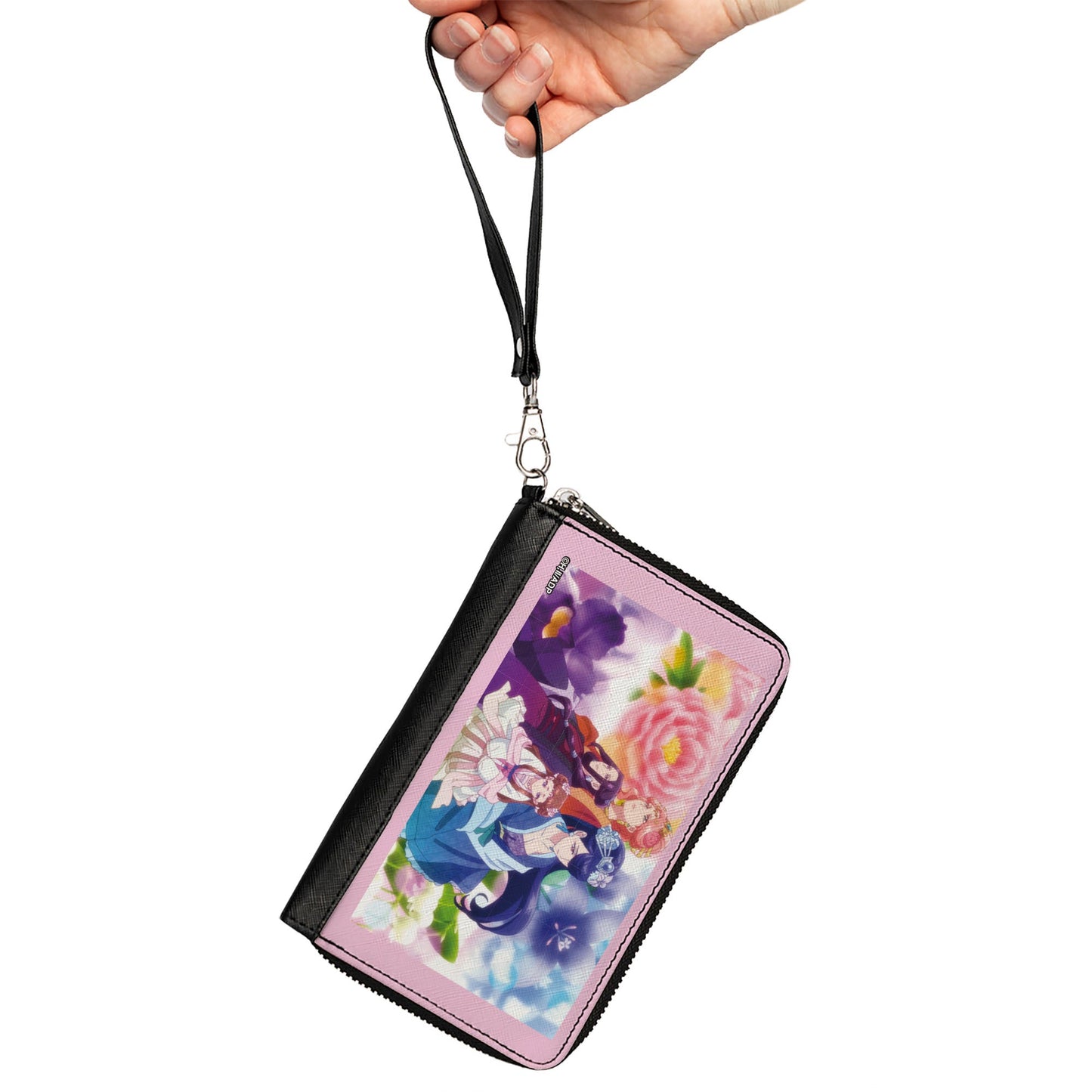 PU Zip Around Wallet Rectangle - The Apothecary Diaries High Consorts Pose and Flowers Multi Color