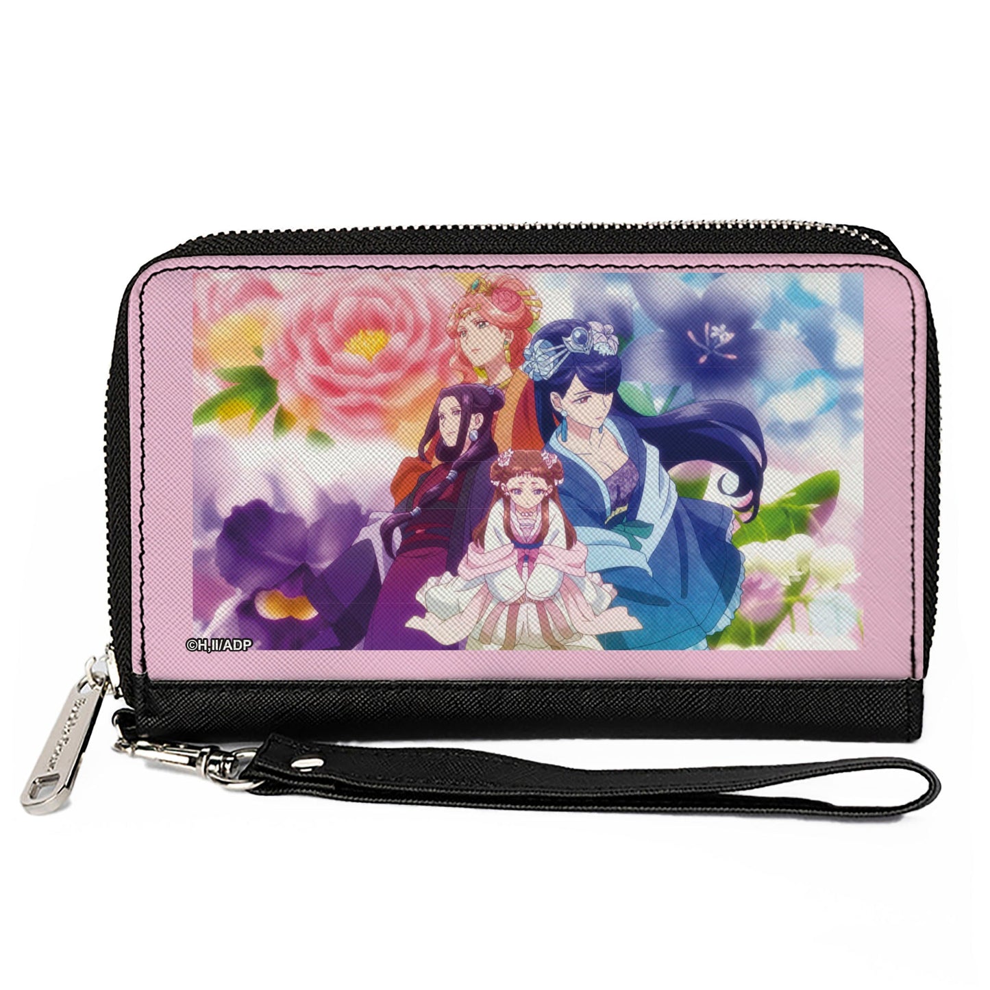 PU Zip Around Wallet Rectangle - The Apothecary Diaries High Consorts Pose and Flowers Multi Color