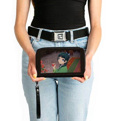 PU Zip Around Wallet Rectangle - The Apothecary Diaries Maomao Holding Flower Scene