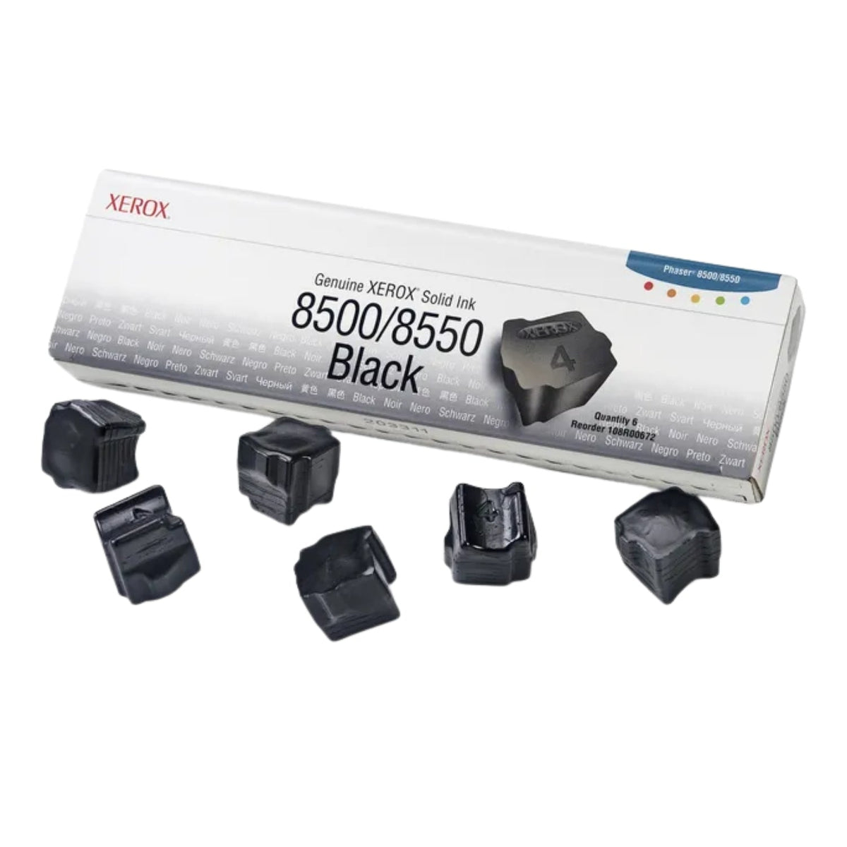 New, Pre-Owned - Xerox Solid Ink 8500/8550 Black (6 sticks) (108R00672)