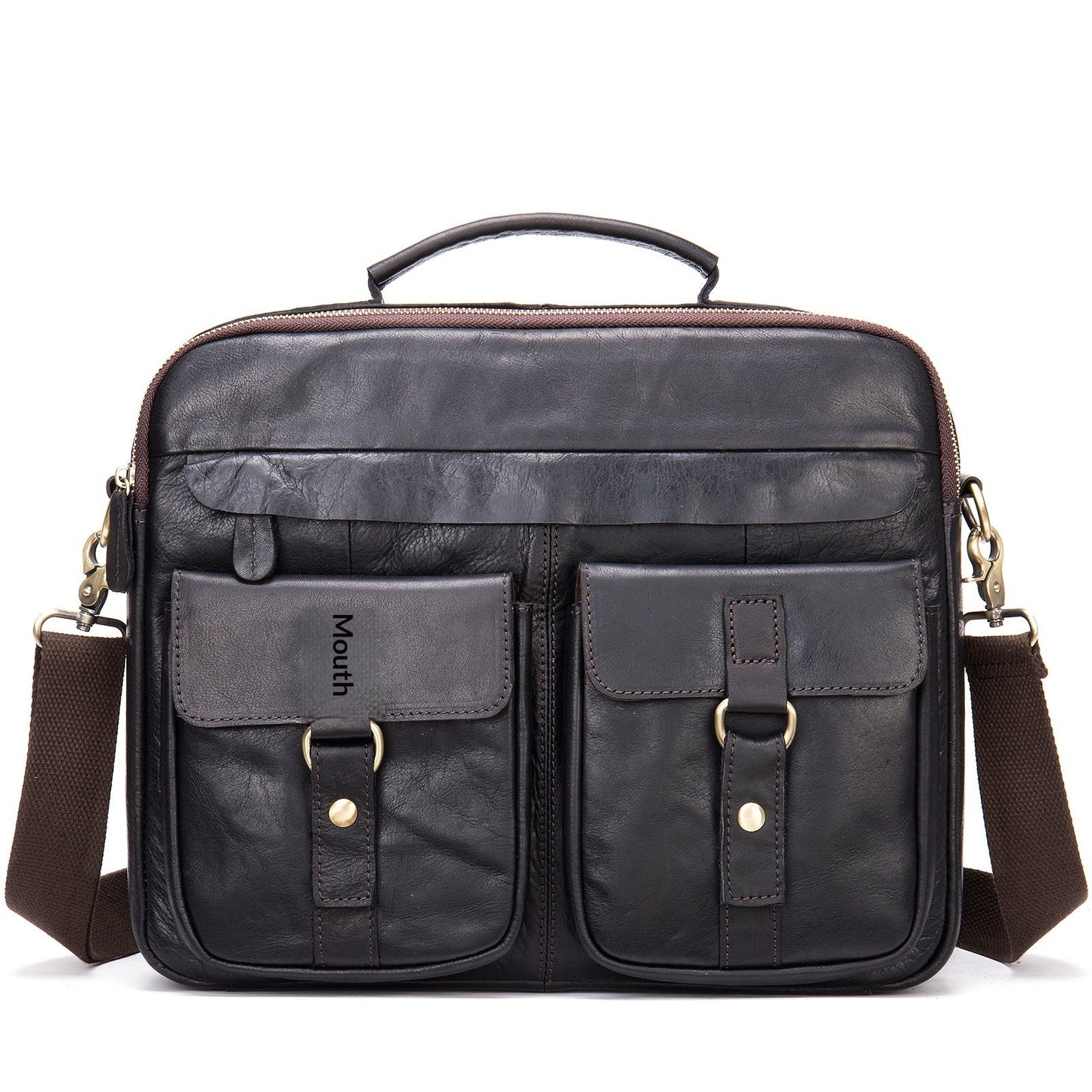 Retro Mens Shoulder Crossbody Bag Full-Grain Leather Handbag Business Briefcase