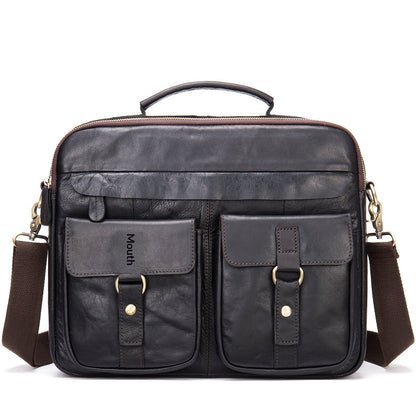 Retro Mens Shoulder Crossbody Bag Full-Grain Leather Handbag Business Briefcase