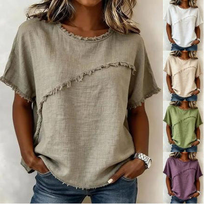 Women's Round-Neck Casual Loose Short-Sleeve Top