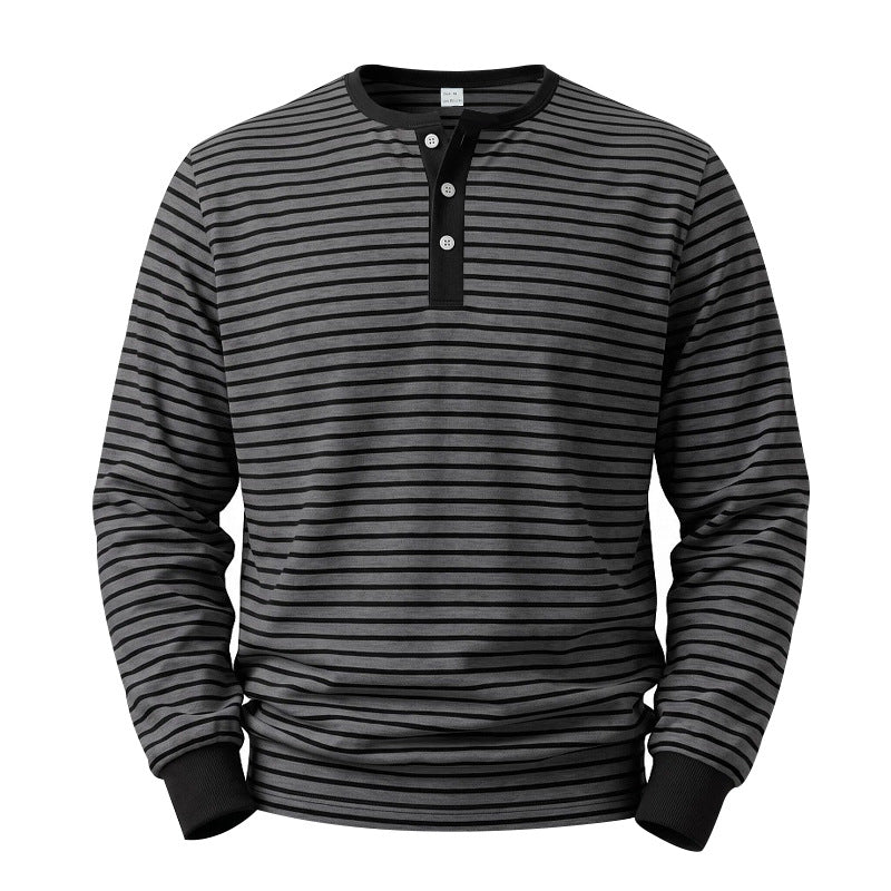 American-style Vintage Striped Long-sleeve Mens Top
