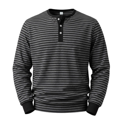 American-style Vintage Striped Long-sleeve Mens Top