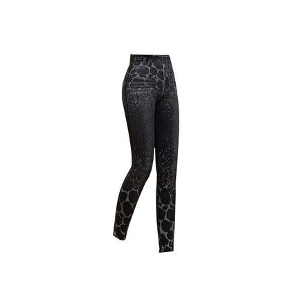 Stretchy Denim-Look Leggings With Leopard Print