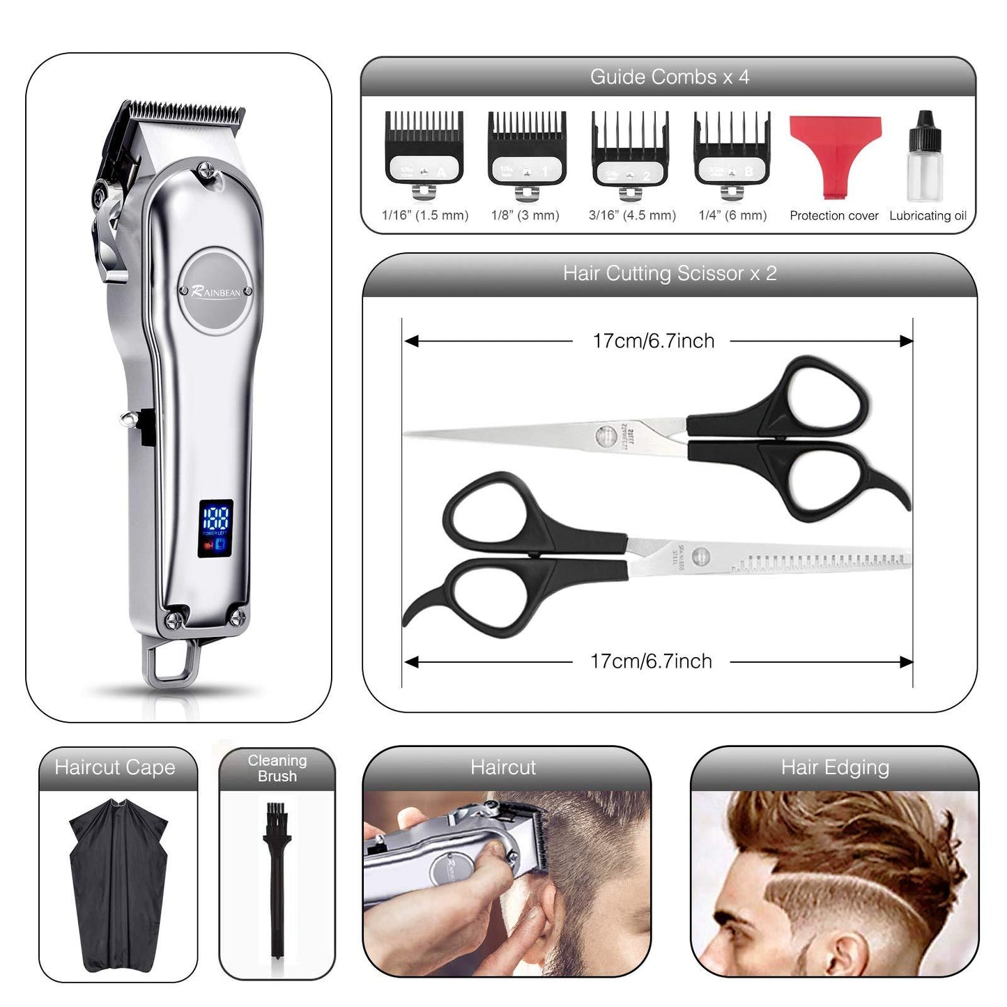 3-in-1 Waterproof Hair Trimmer and Grooming Kit