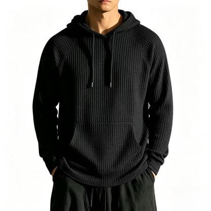 Mens Relaxed-fit Casual Waffle-knit Hooded Jacket