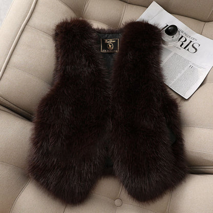 Womens Winter Wool Fur Warm Vest