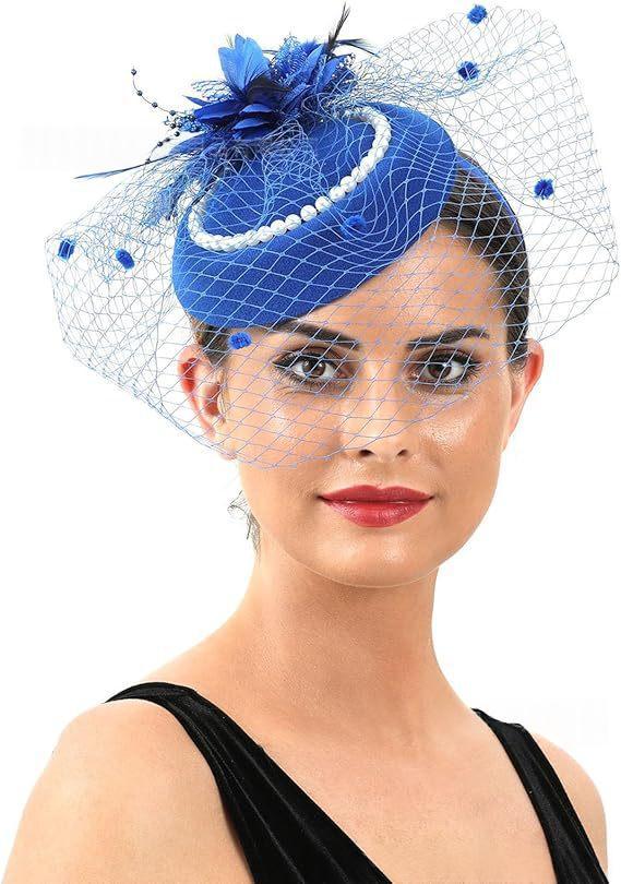 Retro Tulle Hat With Flowers For The Stage