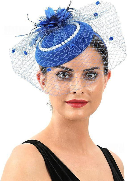 Retro Tulle Hat With Flowers For The Stage